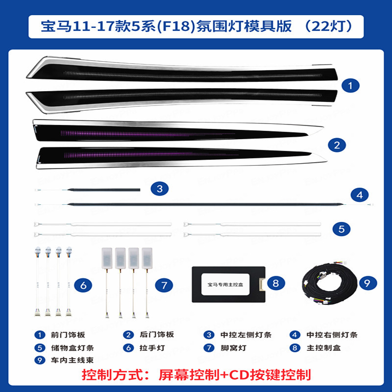 BMW 11 - 17 Serie 5 luces de atmósfera especiales (tipo de acabado estrellado) modelo de molde