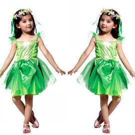 万圣节cosplay服装 儿童淘气绿色仙子精灵演出服 G-0110 花童礼服