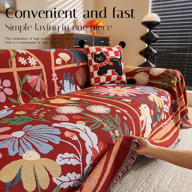 New Style Red Light Luxury Sofa Cover Cloth Towel Anti-cat Scratch Sofa Towel One-piece Full Cover Advanced Sense Sofa Cushion Cloth Blanket