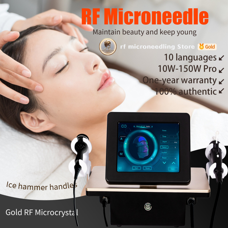 ハイエンドのビューティーサロン専用ゴールドRFマイクロニードル器具冷湿布アイスハンマー2-in-1美容機器|undefined