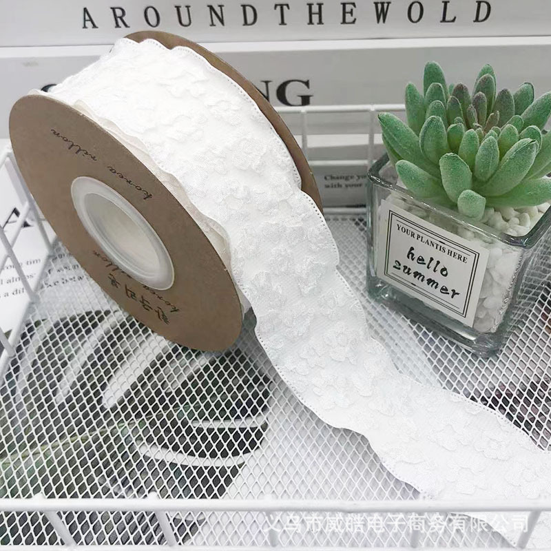 Romántico Camelia flor en relieve cinta de algodón flor ramo embalaje cinta hecha a mano DIY arco