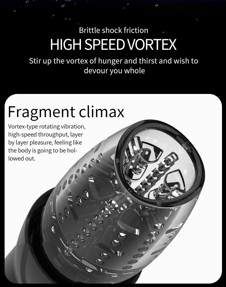 Telescopic Rotating Electric Masturbator with Vibration, Black ABS and Silicone Cup for Men — detail image 10