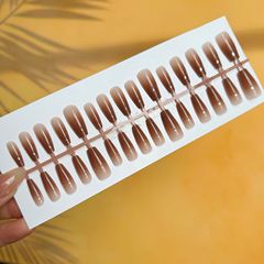 30片手工穿戴甲淺棕漸變簡約款氣質百搭可拆卸成品甲片