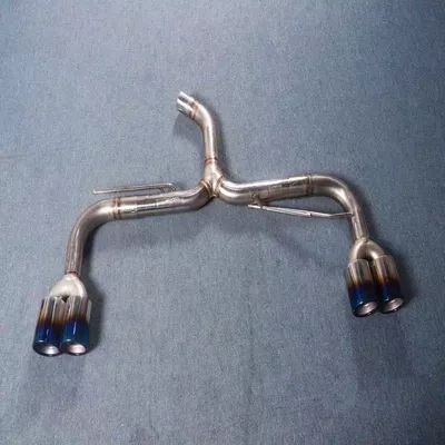Tail Section Swallowtail Dual Outlet – Exhaust pipe - swallowtail-four-out-blue-plating