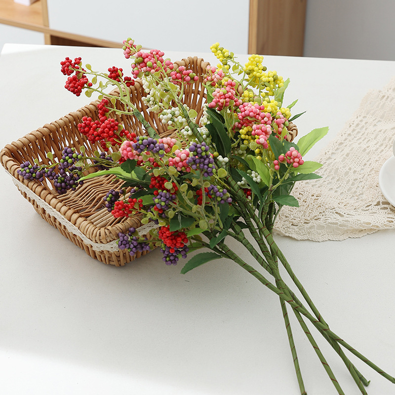 仿真普提果假绿植物仿真圣诞红果子野果婚庆婚礼布置装饰造景插花