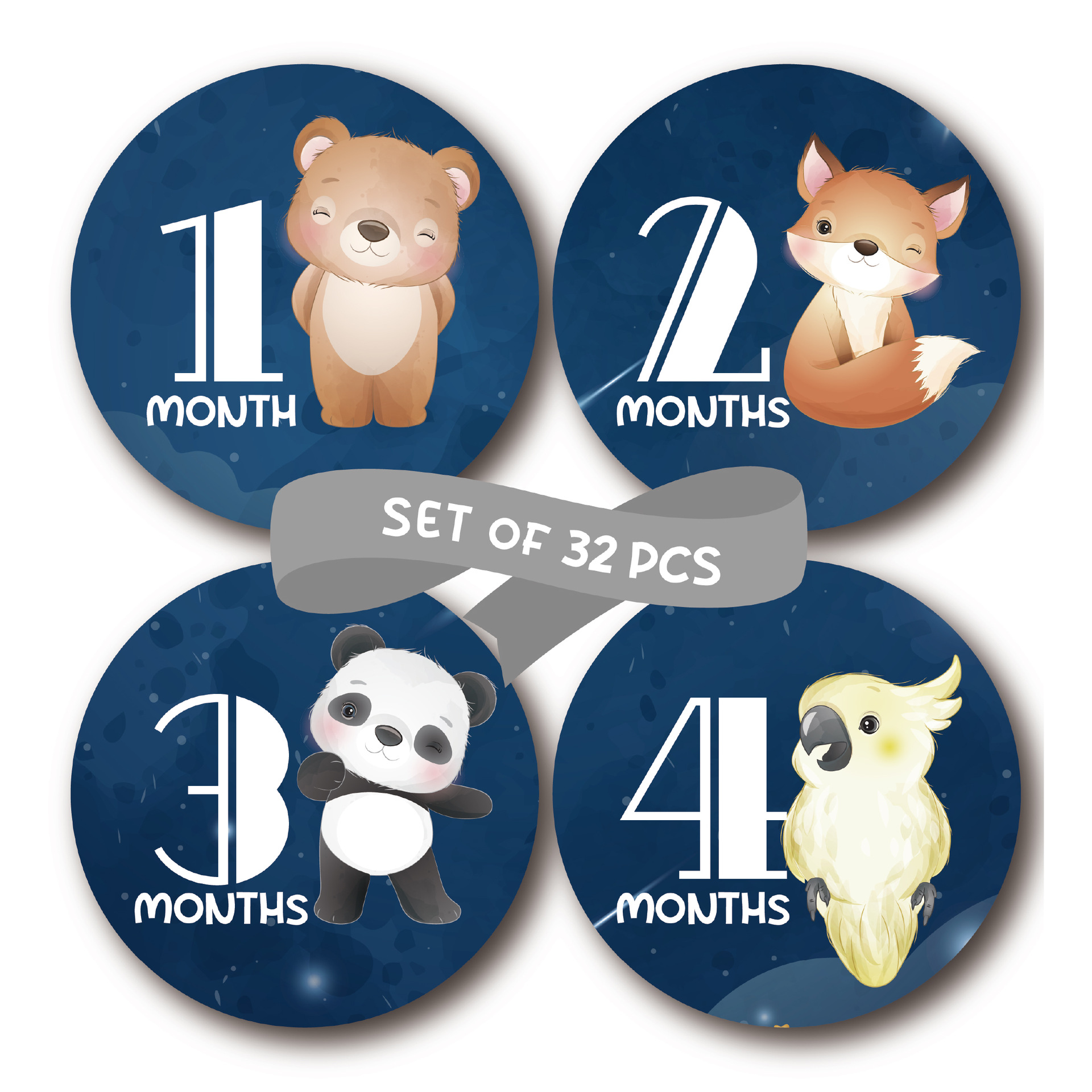 Cross -border baby growth month sticker baby milestone Baby Monthly…