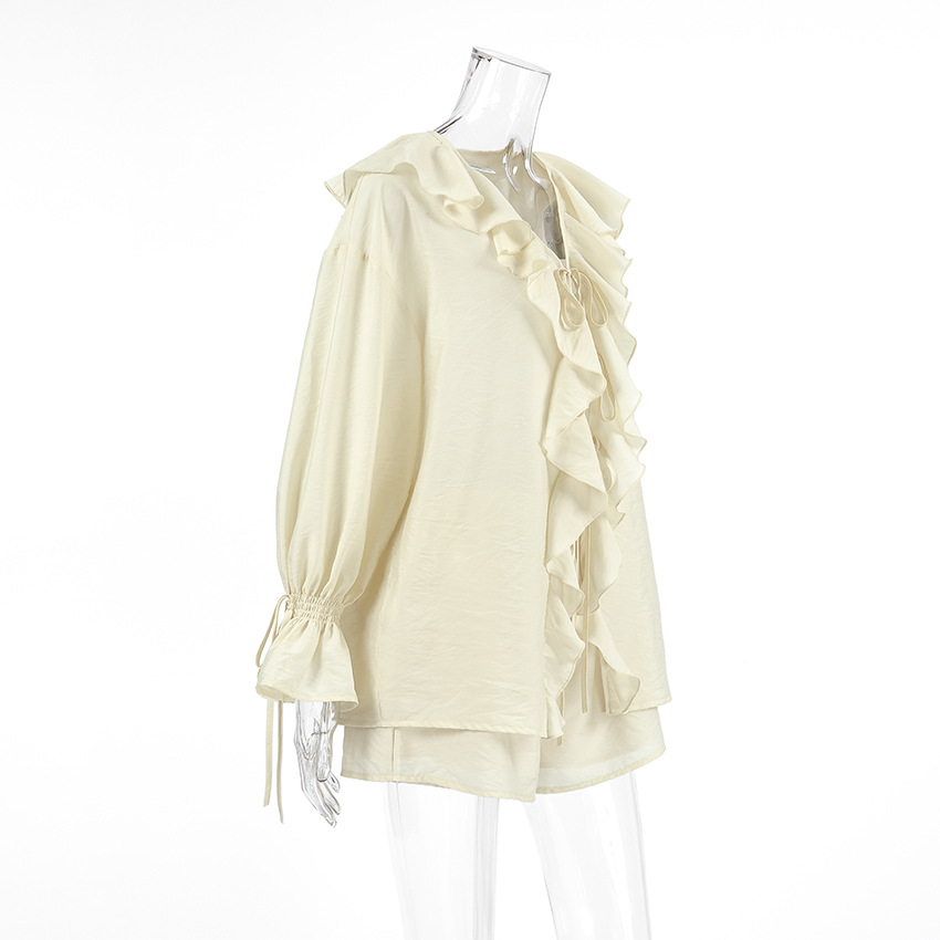 446g Weight Long Sleeve Sleeve Length Flat Yarn, Polyester Fabric Type Shorts Co-ord Set Sets Type 2 Pieces Set Quantity Holiday Occasion V Neck Neckline Comfort Function Regular Fit Fit Type Solid Color Pattern Summer Season Women's Gender Vacation, Simple Style Style Holiday Women's Vacation Simple Style Solid Color Flat Yarn Polyester Shorts Co-ord Set Shorts Sets 1