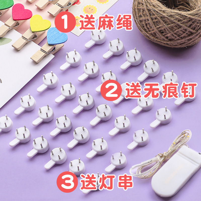 색상 나무 사진 클립 diy 사랑 작은 클립 사진 벽 조합 벽걸이 만화 바람 대마 로프 사진 클립