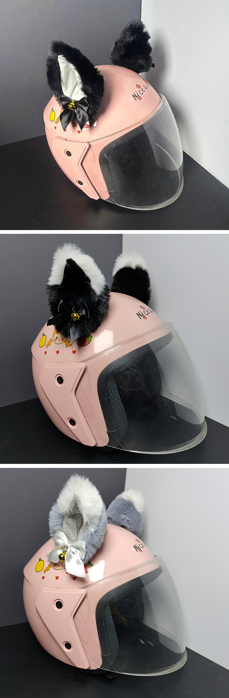 Helmet Decorative Bell Plush Cat Ear Decoration Universal Motorcycle Motorcycle Helmet Creative Detachable Cat Ear Decoration