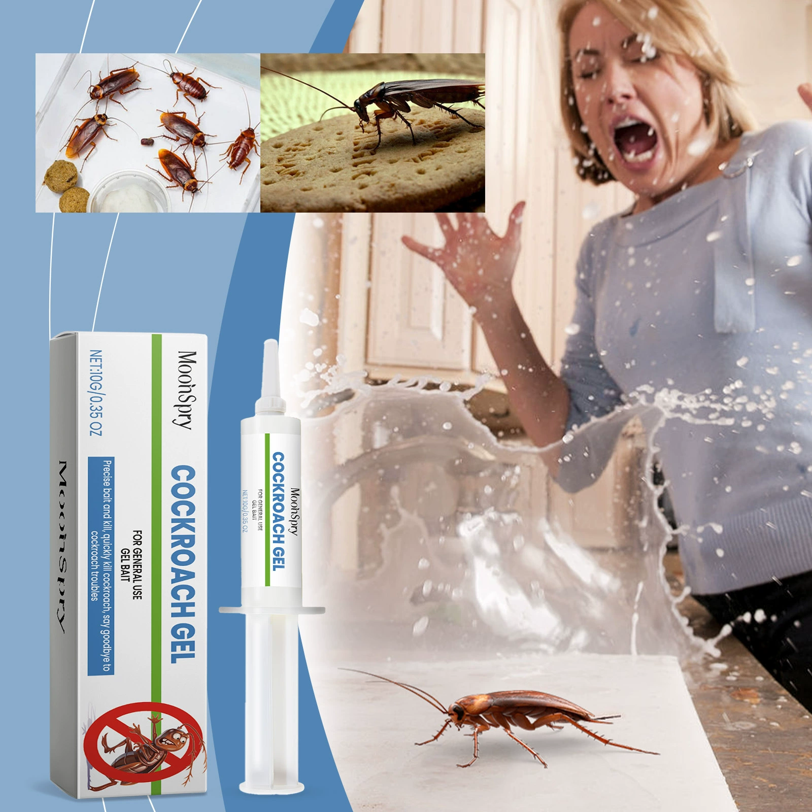 MoonSpry гель-приманка для тараканов, гель-приманка для тараканов, убийство тараканов, гель для уничтожения тараканов, специальная приманка для гостиной и дома
