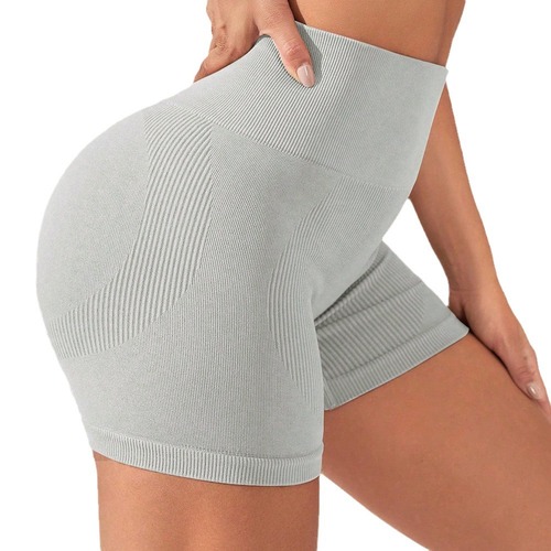 Women's Yoga Shorts, European and American Style, High-Elasticity Fitness, High-Waisted Ribbed Glute-Lifting Leggings, Shaping Yoga Pants, Cross-Border