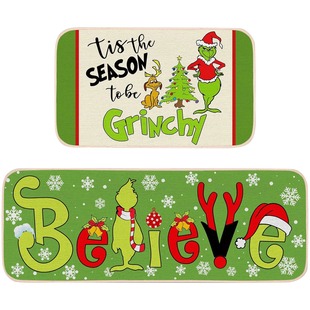 Amazon Kitchen Floor Mat Christmas Carpet Grinch Water Absorbent Non-Slip Foot Mat Household Oil Absorbing Door Mat temu Daifa