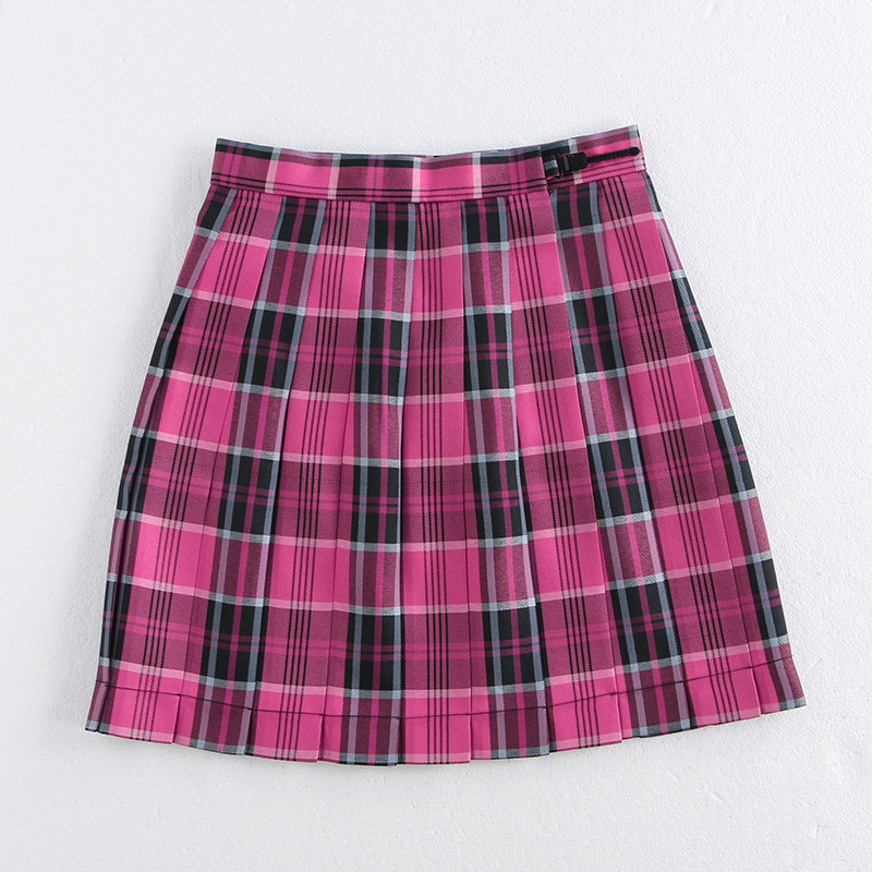 [Xiao mei] original school of Sichuan island university for JK plaid skirt students a-line skirt rose red pleated skirt
