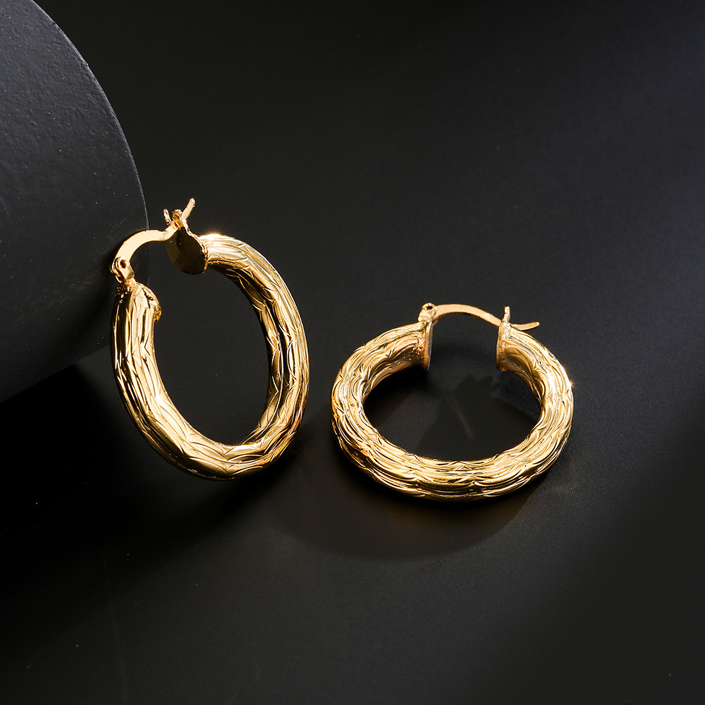 Fashion Pattern Round Geometric Copper Plated 18k Gold Earrings display picture 3