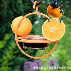 跨境铁艺花园喂鸟器悬挂式喂食户外鸟类喂食器悬挂花园露台甲板