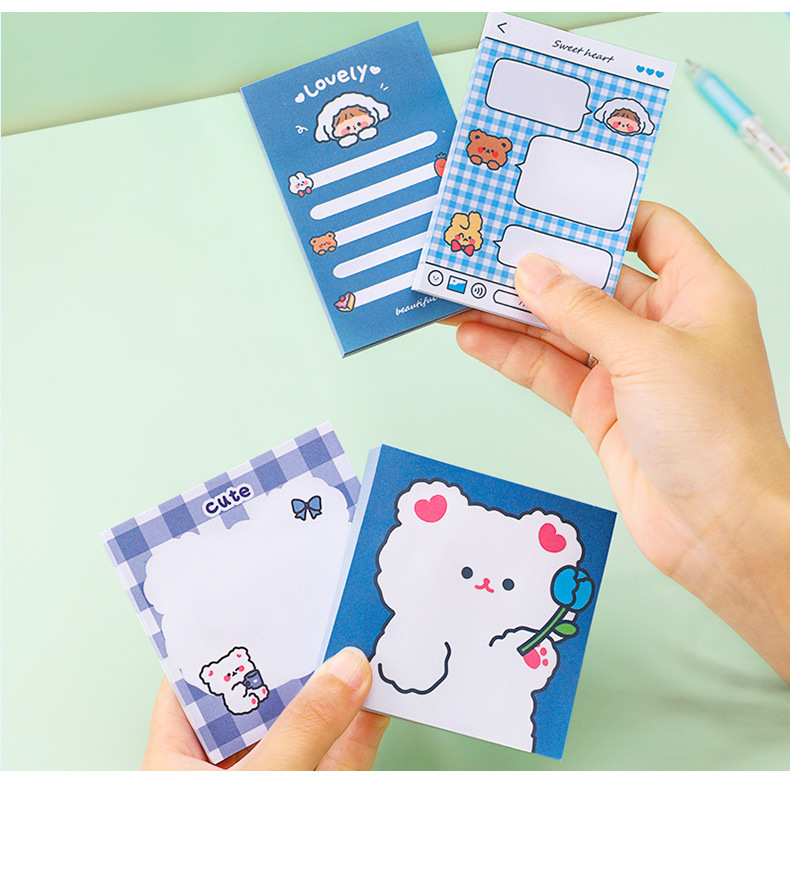 Cute Cartoon Blue Grid Portable Small Size Sticky Note display picture 5