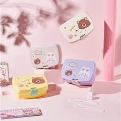 New Children's Plastic Snack Box Portable Lid Lock Baby Small Snack Box Cute Cartoon Children's Bento Box