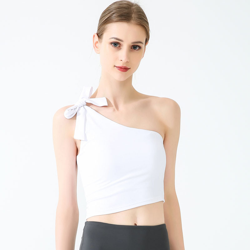 2022 Comercio exterior nuevo chaleco de yoga hombro irregular de las mujeres alto elástico de secado rápido deportes fitness Sling top