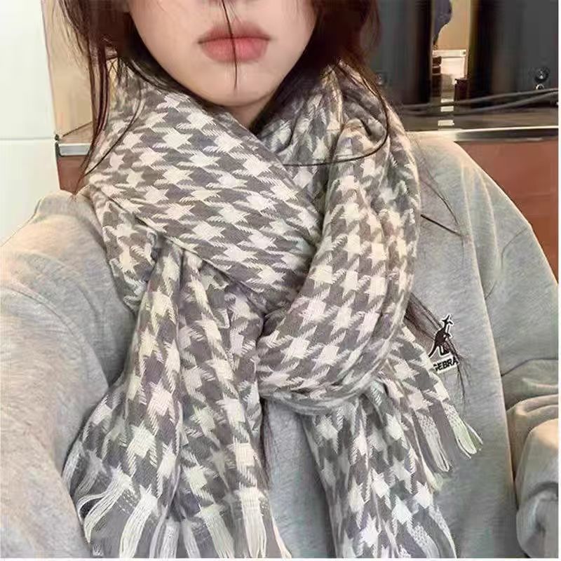 Invierno nuevo bufandas a cuadros de cachemira suave pegajosa flange collar retro grueso calentamiento al por mayor