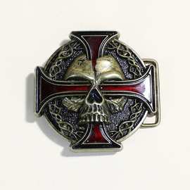 外贸跨境大板扣欧美腰带头合金骷髅头皮带扣个性潮平滑扣腰带配件