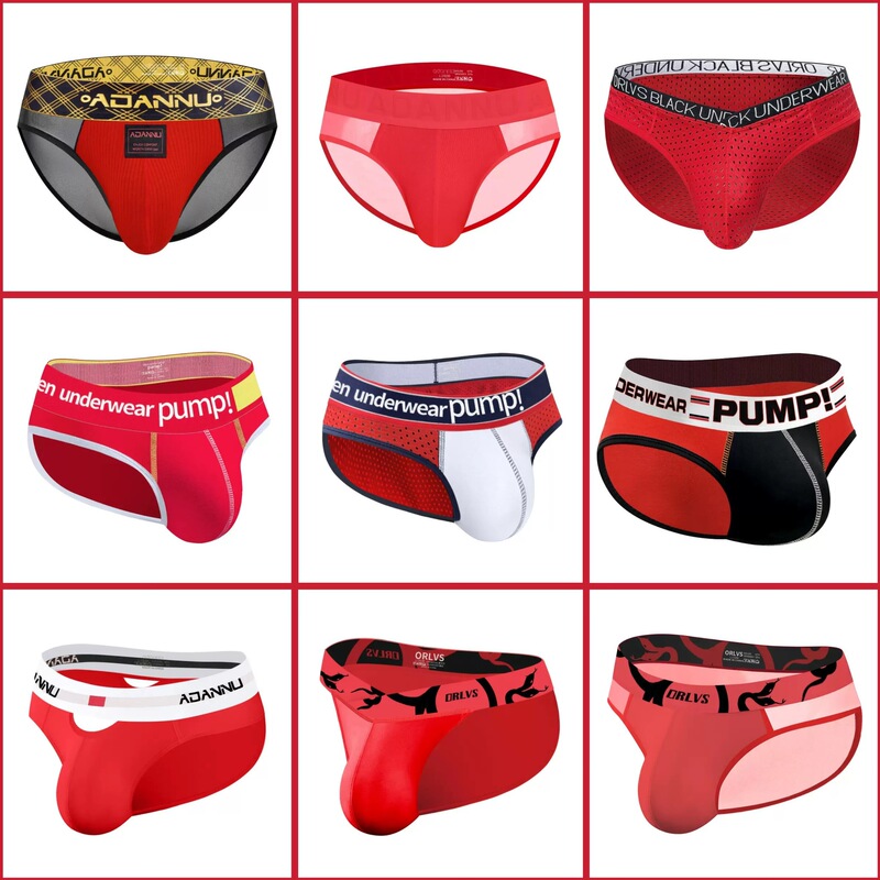 【Lucky Red】Sexy Trendy Brand Men's Briefs in Festive Red, Fashionable Designer Style Underwear Wholesale 【Lucky Red】Sexy Trendy Brand Men's Briefs in Festive Red, Fashionable Designer Style Underwear Wholesale