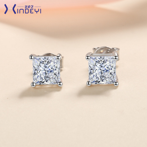 XDY dropshipping special-shaped S925 silver earrings for women square moissanite earrings simulated diamond earrings