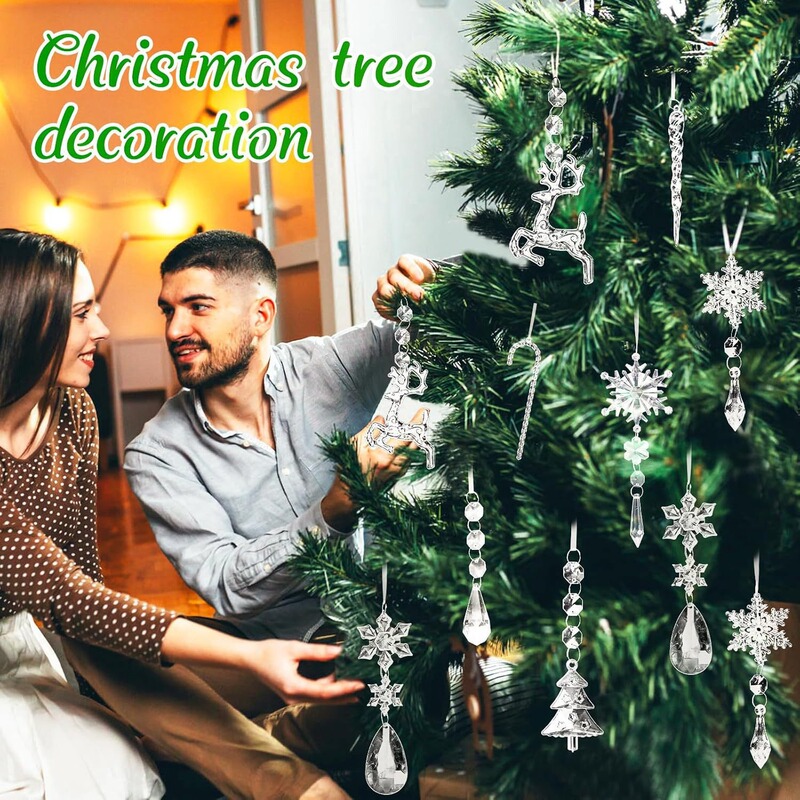 アイスストリップヘラジカクリスマスツリーウォータードロップアクリルアイスピックセットクリスマスツリーペンダント装飾品30個セット|undefined