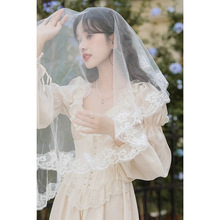 法式复古宫廷风鱼骨连衣裙女长袖气质收腰蕾丝拼接高级感长裙子