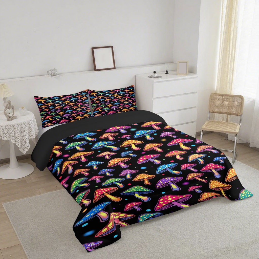 TEMU / JIT nuevo producto fantasía hongos 3D impresión digital 180gms edredón ropa de cama conjunto de fábrica suministro directo