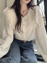 娃娃领衬衫女超仙气质蕾丝春秋季设计感小众法式别致漂亮打底衬衣