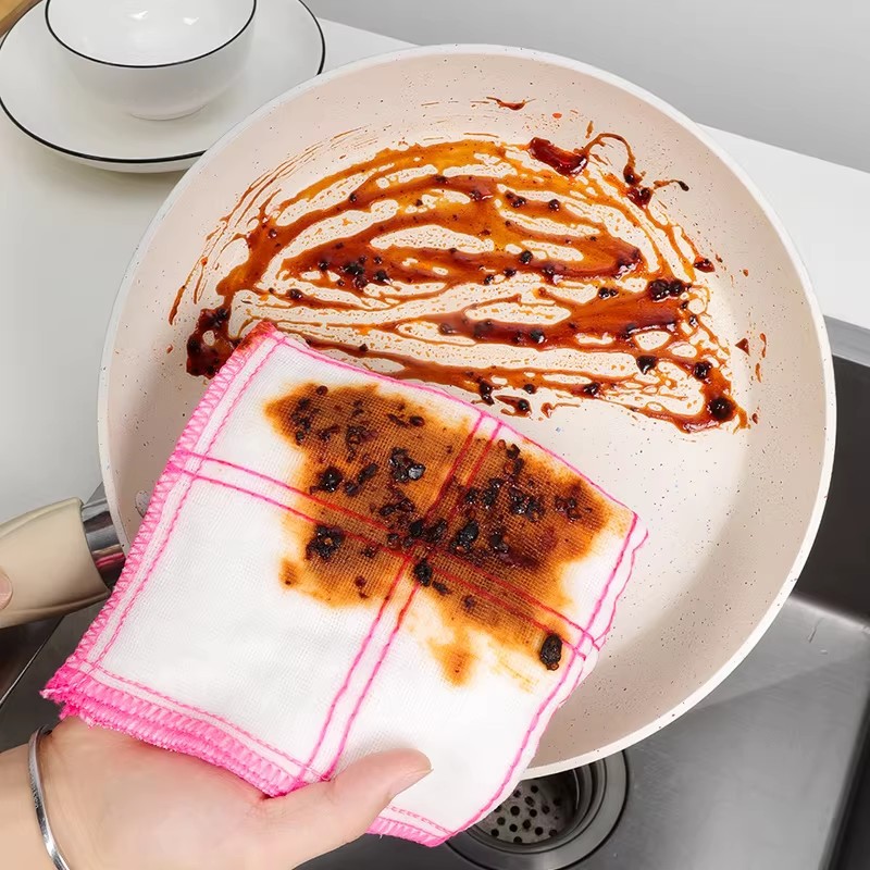 Paño de gasa puro de ocho capas que no se mancha fácilmente con aceite, paño de limpieza de platos con diseño de rejilla para restaurantes, absorbente y sin pelusas, toalla de limpieza para el hogar.