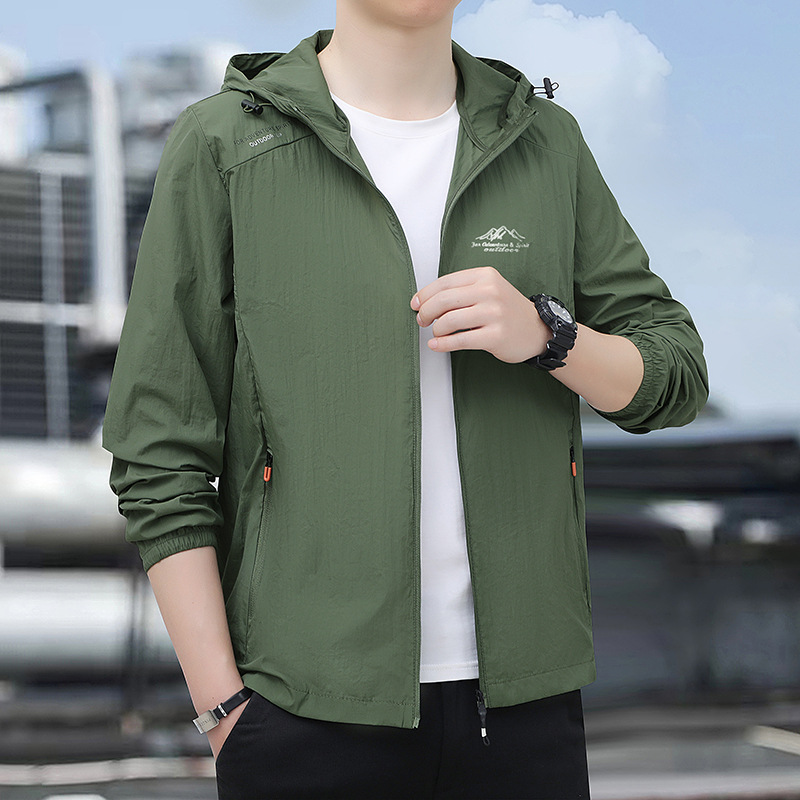 Ropa de protección solar transfronteriza chaqueta de hombre anti-UV chaqueta de piel de verano chaqueta de protección solar de seda de hielo con capuchón super delgada chaqueta de gran tamaño image 10