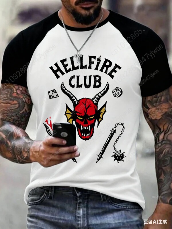 Cross-Border Hellfire Club Stranger Things High-Quality Short-Sleeved T-Shirt Summer Comfortable Top Dropshipping Cross-Border Hellfire Club Stranger Things High-Quality Short-Sleeved T-Shirt Summer Comfortable Top Dropshipping