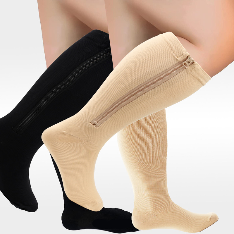 Amazon Men's and Women's Fitness Running Cycling Socks Plus Fat Plus Plus Fat Compression Socks Solid Color Zipper Compression Socks Amazon Men's and Women's Fitness Running Cycling Socks Plus Fat Plus Plus Fat Compression Socks Solid Color Zipper Compression Socks