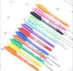 Factory Direct Sale LeTu 120 Red Blue Black Three-Color Double-Head Marker Pen Backing Pen Student Brush Needle Pen