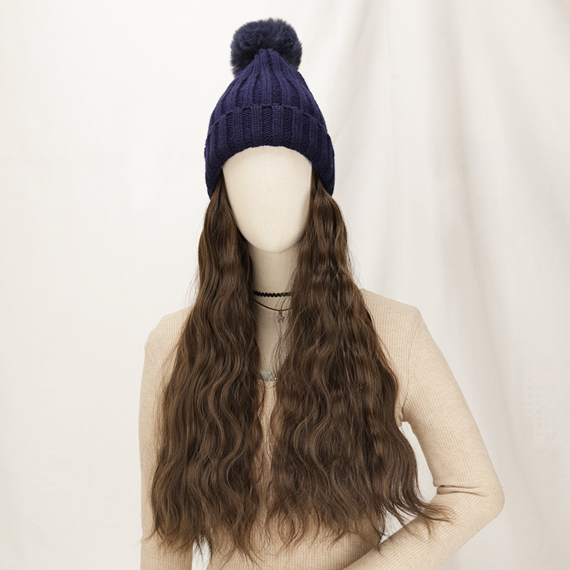 네이비 블루 모자 가발