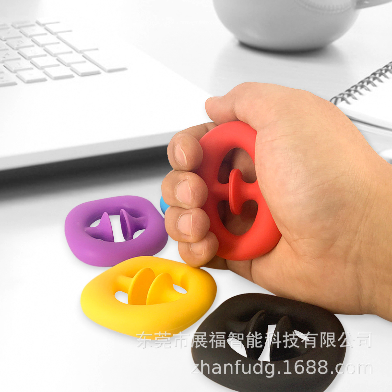 跨境现货硅胶按压吸盘握力器圈玩具训练五指力量锻炼臂肌防滑