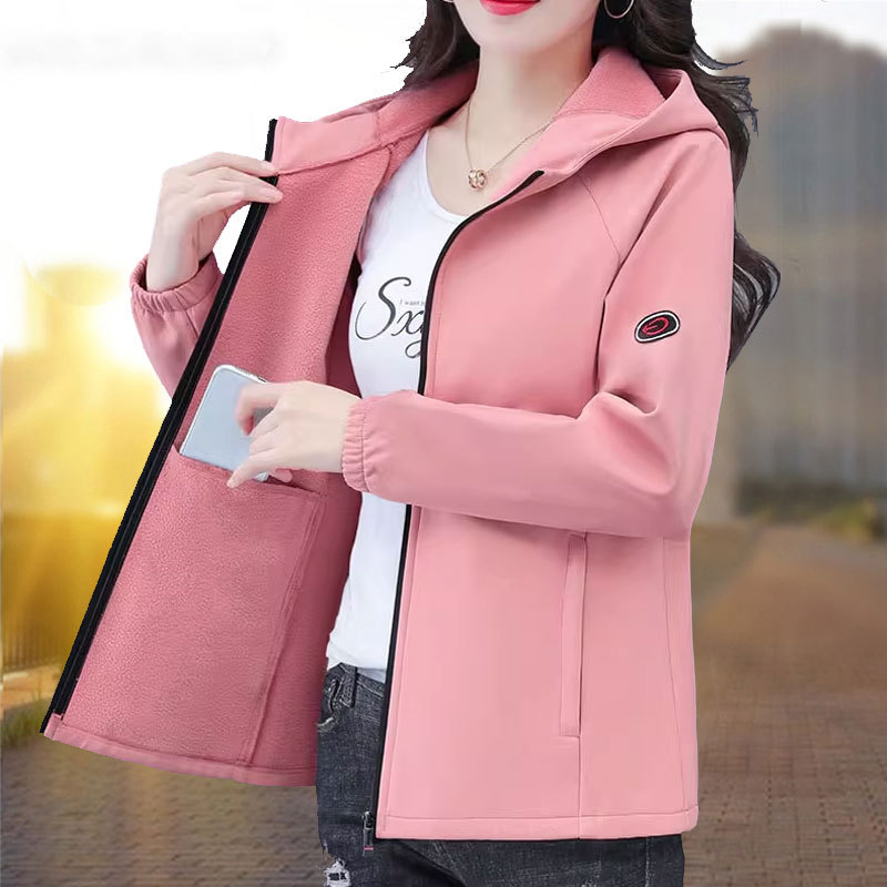 Southeast Asia Cross-Border Popular Foreign Trade Short Jacket Women's Plus Size Women's Spring, Autumn and Winter Short Windbreaker Soft Shell Plus Velvet Jacket