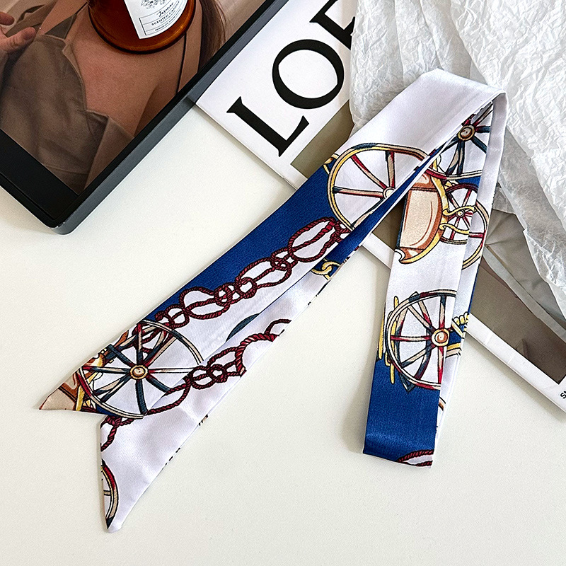 Pañuelo de seda largo, decoración de moda avanzada coreana, bufanda pequeña, bolsa de toalla de seda para mujer, cinturón de envoltura, turbante multiusos, cinturón para el cabello