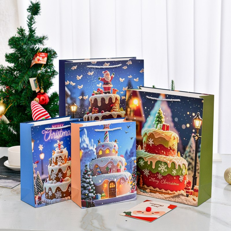 圣诞礼品袋蛋糕系列礼袋撒粉烫金手提袋节日送礼伴手礼礼物包装袋