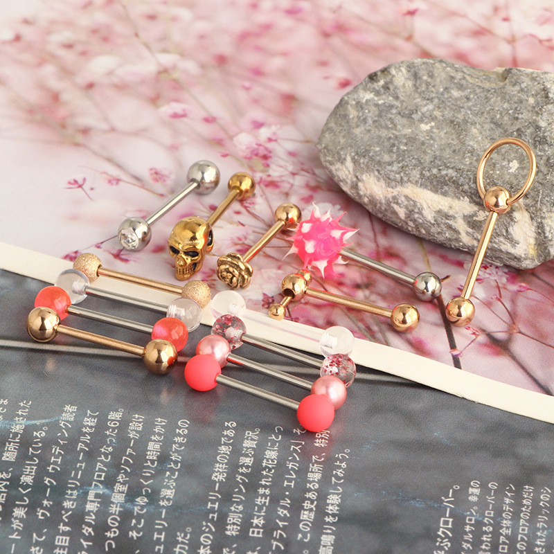 1 Set Quantity Holiday, Daily Occasion 304 Stainless Steel Material 1 Set Tongue Rings Simple Style Classic Style Solid Color 304 Stainless Steel Plating Tongue Rings