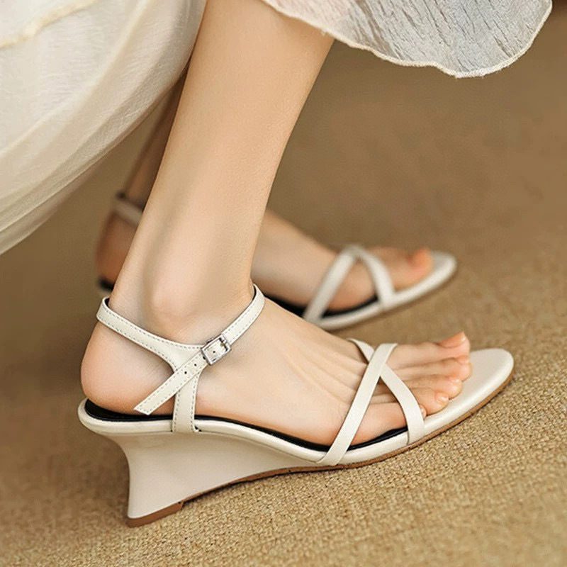 Luxury Bargain Finds~2026 Full Leather Cowhide Wedge Heel 6.5cm Comfortable One-Strap Versatile Women's Sandals Luxury Bargain Finds~2026 Full Leather Cowhide Wedge Heel 6.5cm Comfortable One-Strap Versatile Women's Sandals