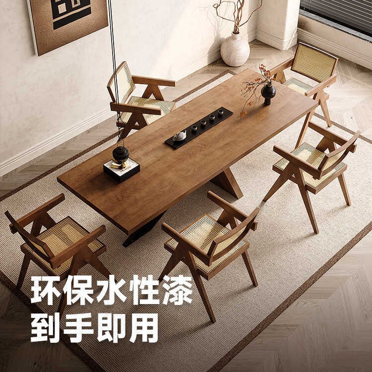 全実木茶卓茶台寂風家庭用リビングオフィス現代シンプル泡茶テーブルと椅子の組み合わせ|undefined
