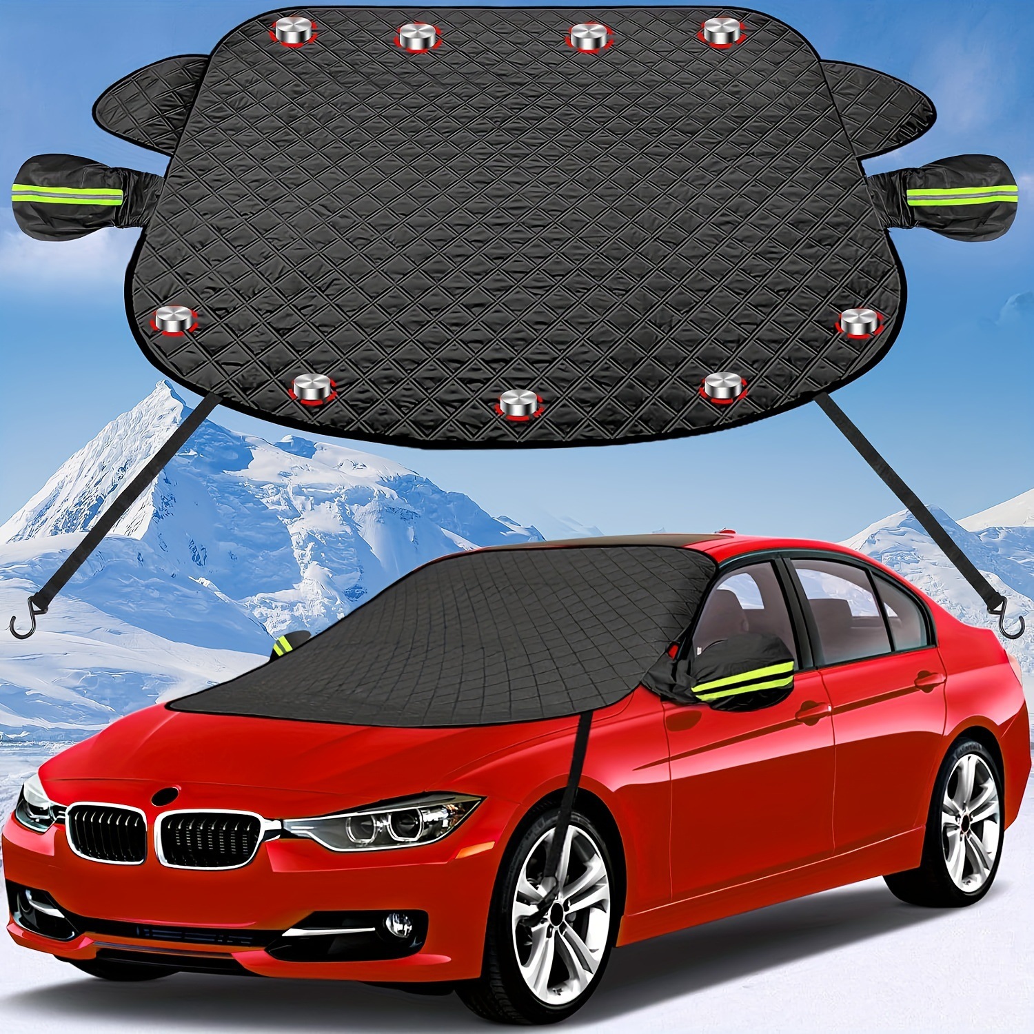 Front Car Snow Shield Winter 9 Magnet Snow Shield Car Enlarged and Thickeneded Windproof Snow Cover Car Cover to Cover Snow and Keep Warm