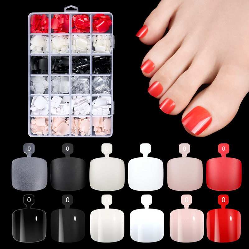 European and American Cross-Border Amazon 24-Grids Toenails Pure Color 576 Pieces Seamless Toenails Fake Nails Boxed