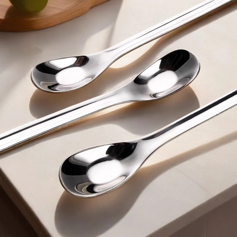 Cuchara de acero inoxidable 304 con mango largo para remover, ideal para tazas de hielo, café y bebidas, con cabeza cuadrada._voghion.com