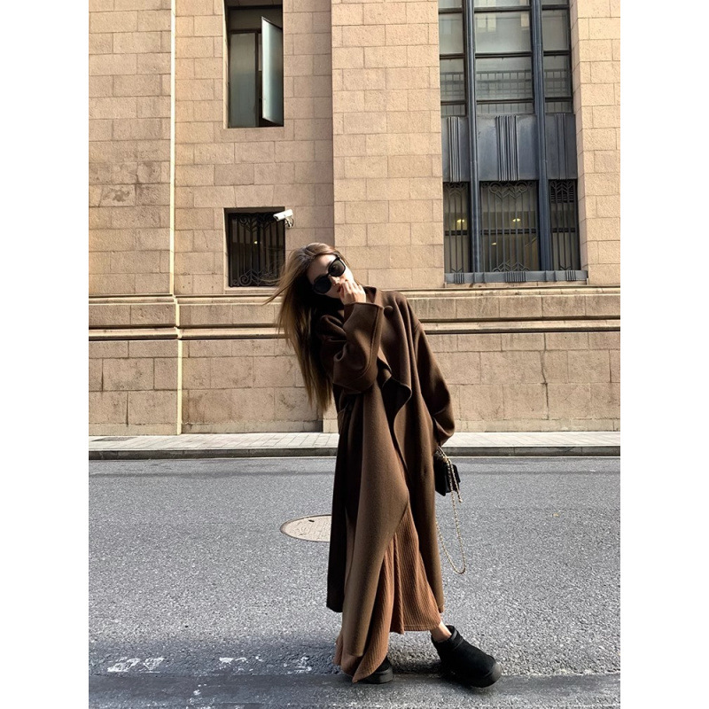 Oversized Wool Blend Coat – Longline Quilted Winter Coat For Women (Misty Pine Gray, Dark Brown, US Sizes XS/S/M/L, Relaxed Fit)_voghion.com