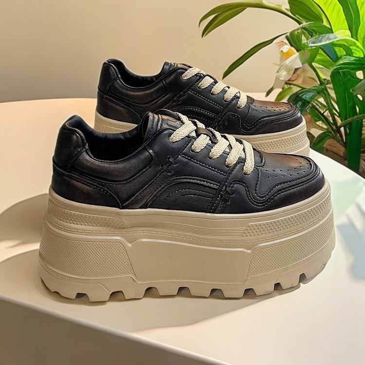 Thick bottom small white shoes with skirt 2025 spring new small height platform shoes light casual sports shoes