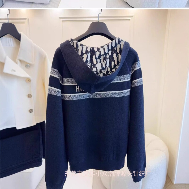 D High Version Autumn and Winter New Sweater Celebrity Long-Sleeved Knitted Cardigan Star's Same Cashmere Jacket Double-Sided Wearable