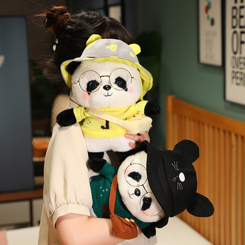 New trendy fashion panda teddy bear dress-up stuffed animal plush doll cute children's gift